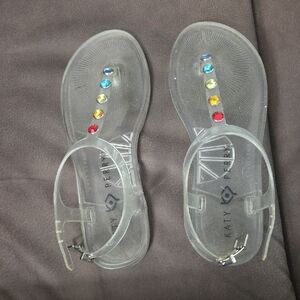 Katy Perry Collections Clear Jelly Sandals with Rainbow Gems